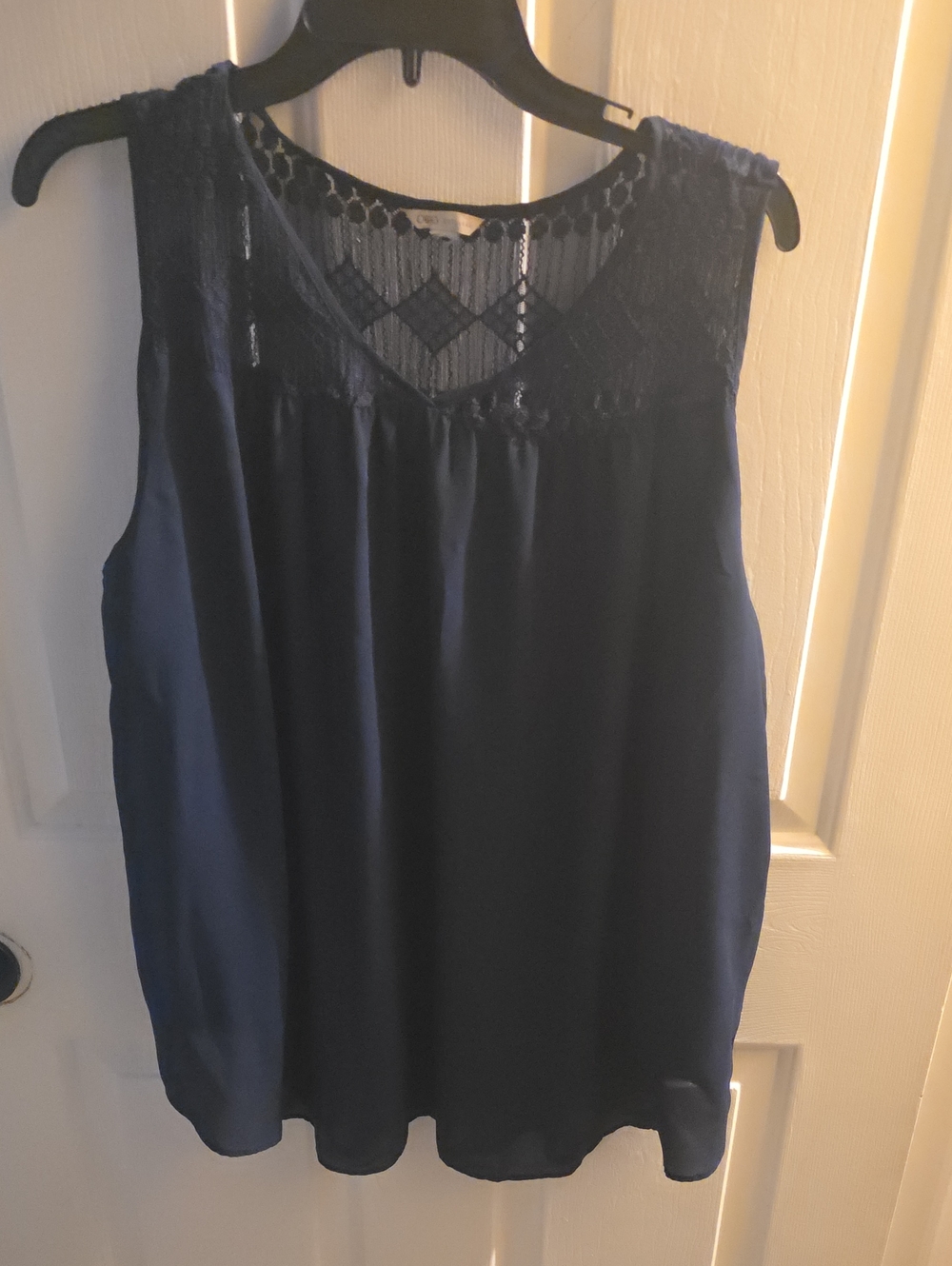 Cato Navy Lace Yoke Sleeveless Camisole